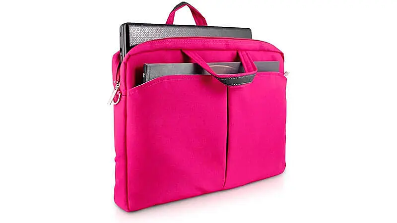 imagem de uma bolsa para notebook Multilaser na cor rosa