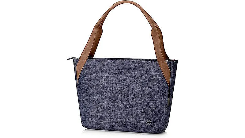 imagem de uma bolsa para notebook HP Renew na cor azul e marrom
