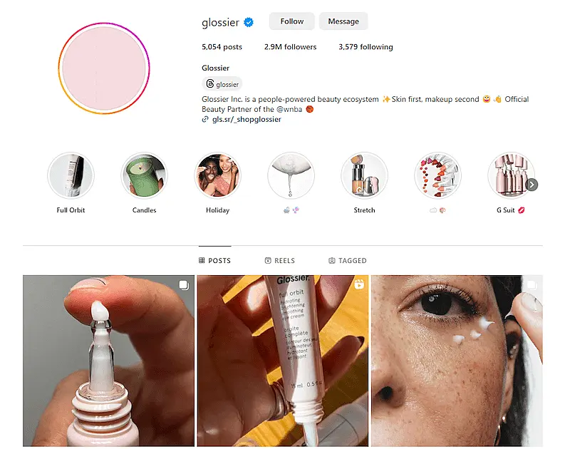 Glossier instagram profile