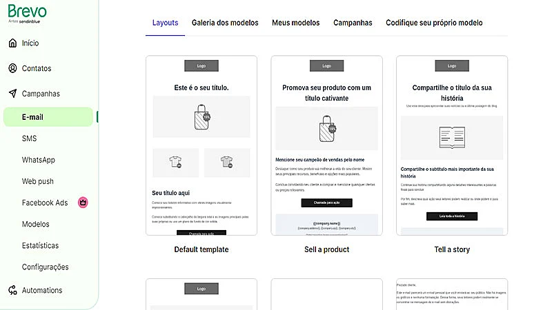 Captura de tela do Brevo