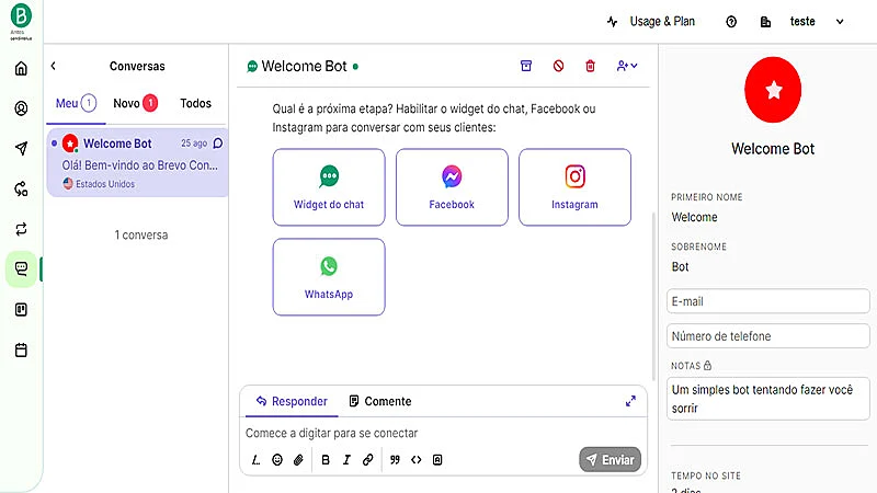 Captura de tela do Brevo