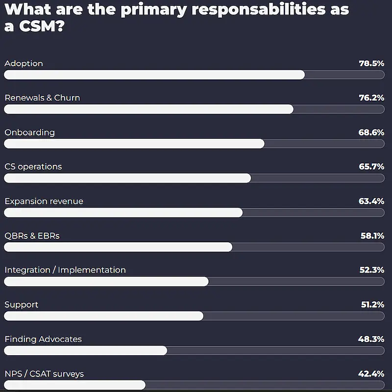 Chart showing what the primary responsabilites as a CSM are