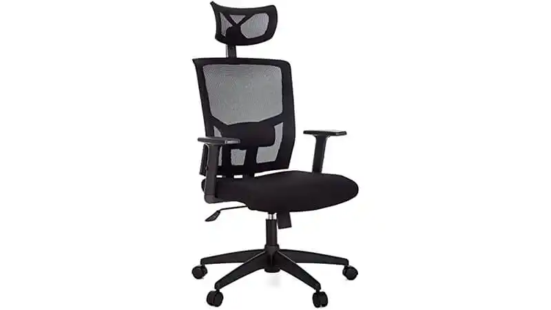 imagem de uma cadeira ergonômica Presidente Anima na cor preta com encosto em tela mesh