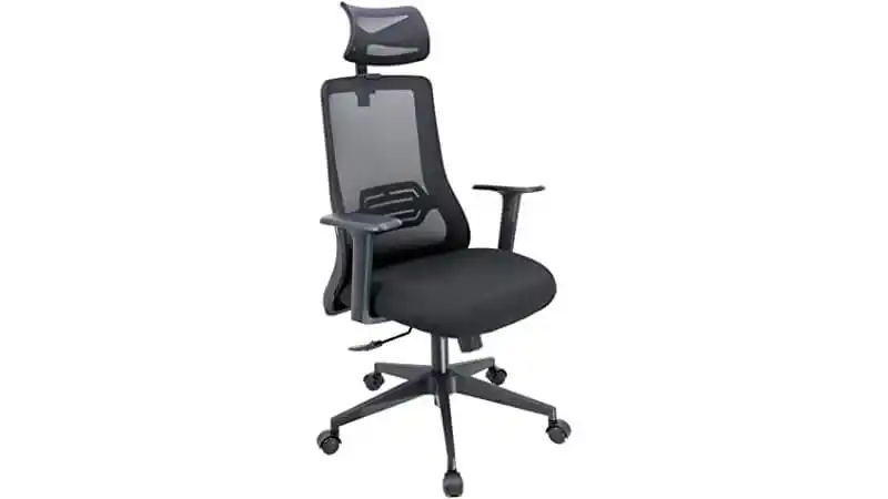 imagem de uma cadeira ergonômica Estocolmo na cor preta com encosto em tela mesh