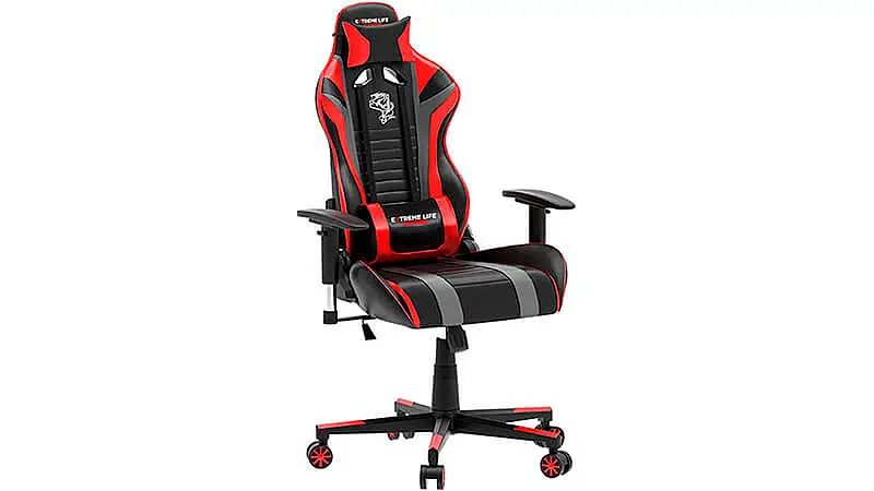 imagem de uma cadeira gamer Black Hawk na cor preta com detalhes em vermelho
