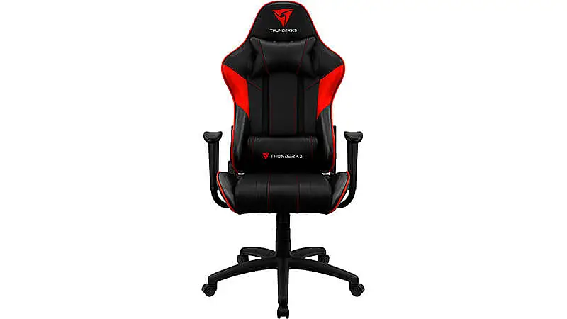 imagem de uma cadeira gamer Thunder X3 na cor preta com detalhes em vermelha