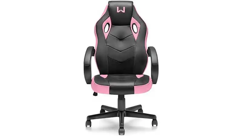 Cadeira Gamer Rosa Warrior imagem de uma cadeira gamer rosa e preta Tongea Warrior