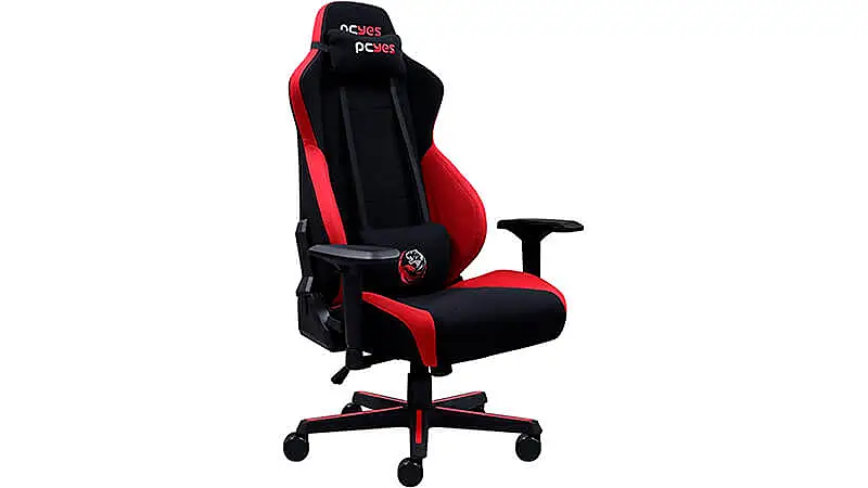 imagem de uma cadeira gamer Mad Racer V8 com estampa preta e vermelha