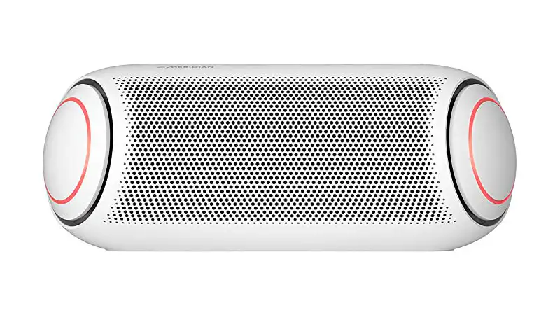 imagem de uma caixa de som bluetooth LG Xboom na cor branca