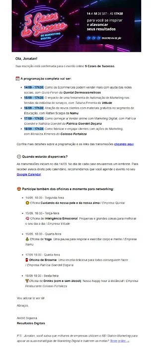 Exemplo de e-mail marketing da RD Station