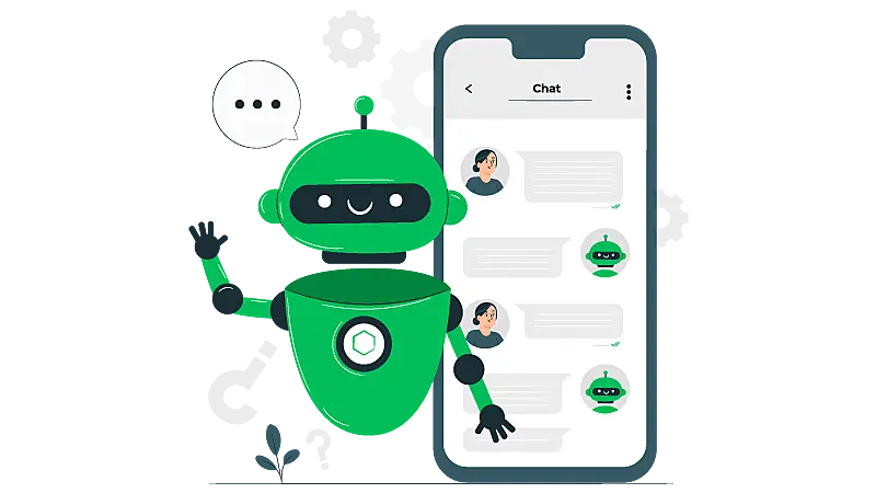 Imagem vetorizada de um chatbot como um dos principais canais de comunicação