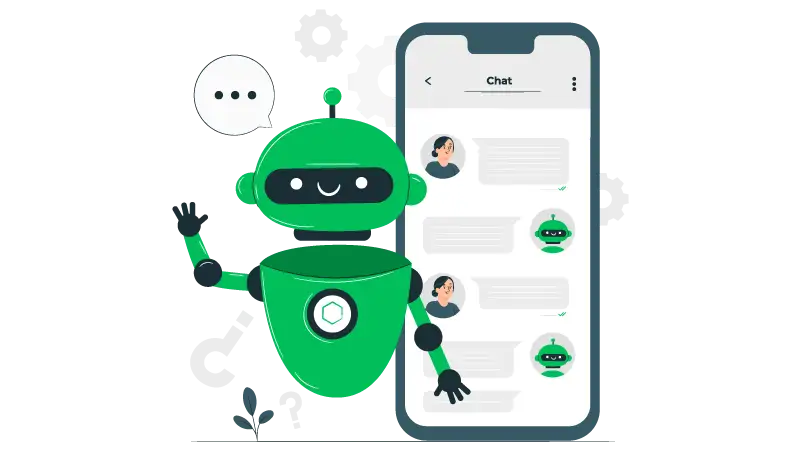 Imagem vetorizada de um chatbot como um dos principais canais de comunicação