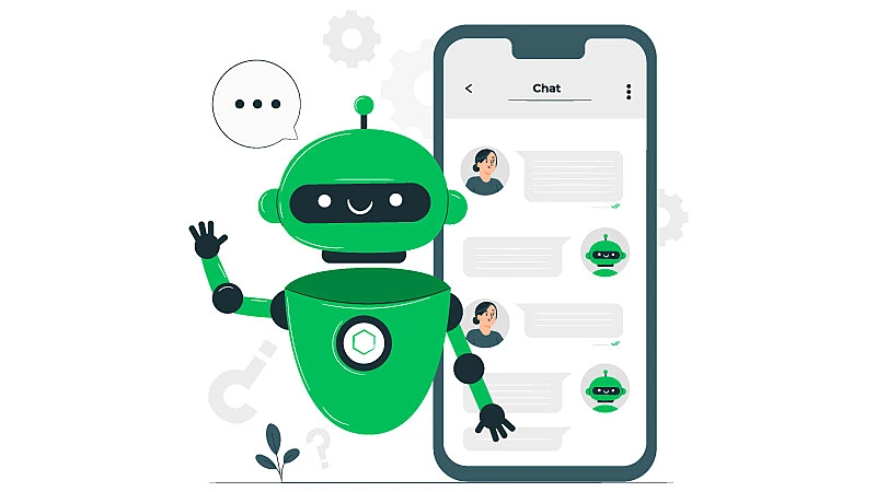 imagen de un robot y una aplicación de mensajería