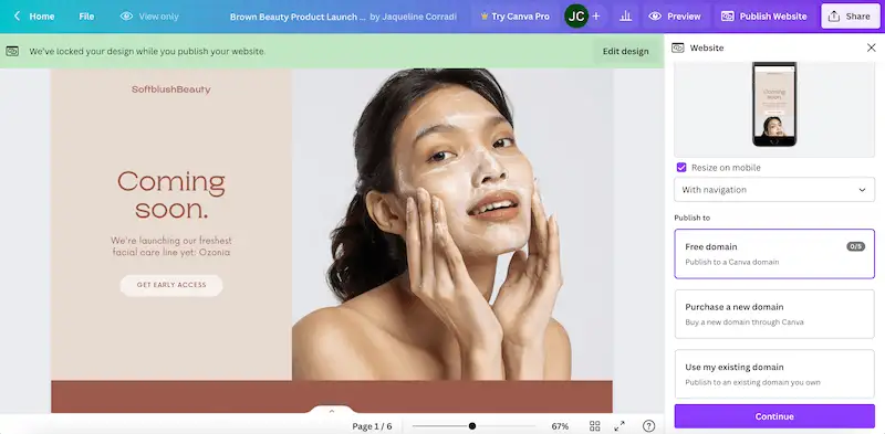 Canva website builder publish Canva website builder publish page