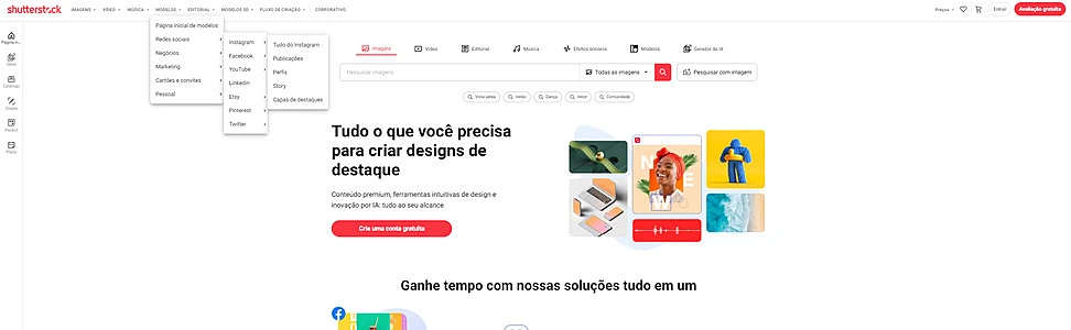 tela inicial do Shutterstock: Creative Flow