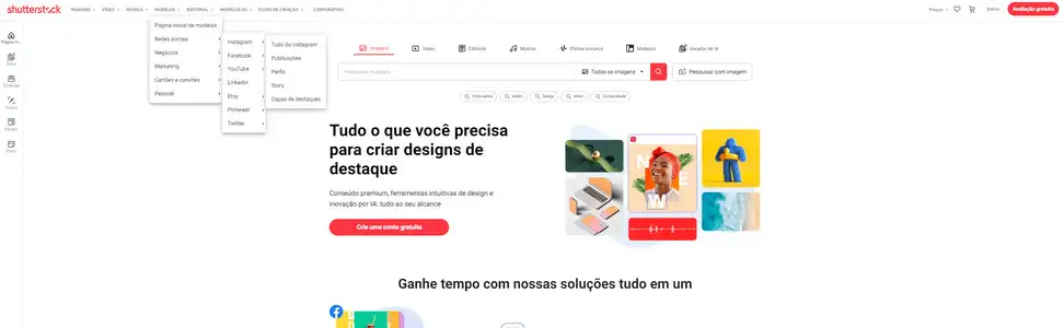 tela inicial do Shutterstock: Creative Flow