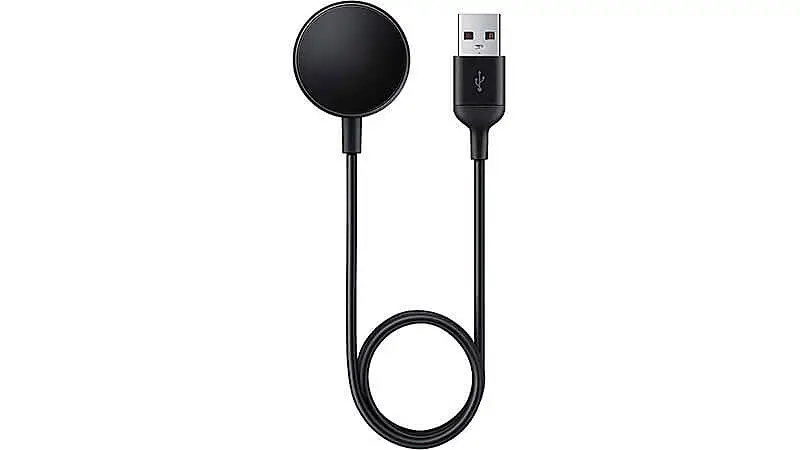 imagem de um carregador sem fio portátil Samsung na cor preta