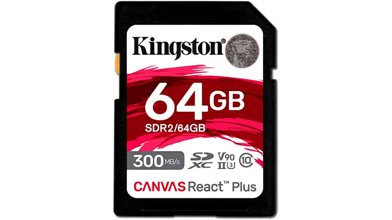 imagem de um cartão de memória de 64GB Kingston Canvas React