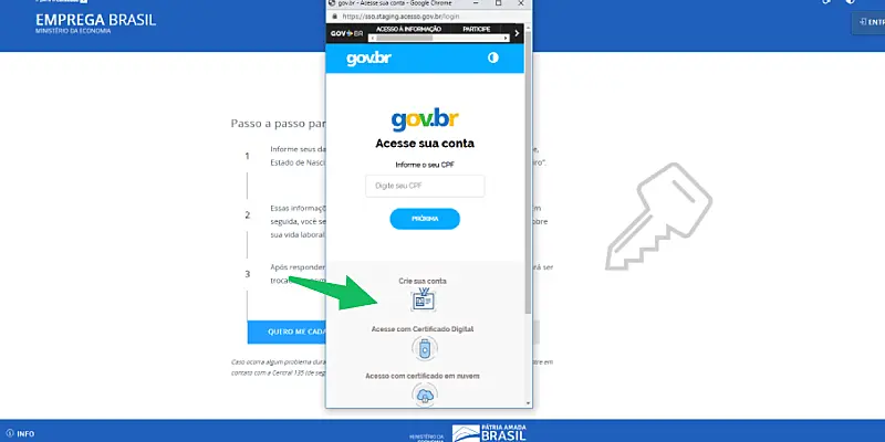 Printscreen de como criar a carteira de trabalho pelo computador