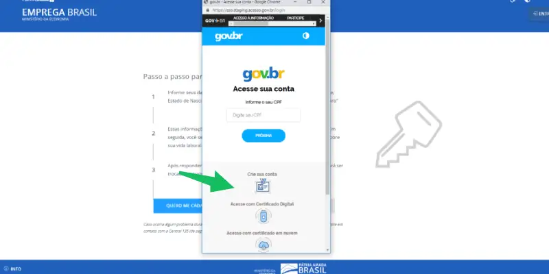 Printscreen de como criar a carteira de trabalho pelo computador