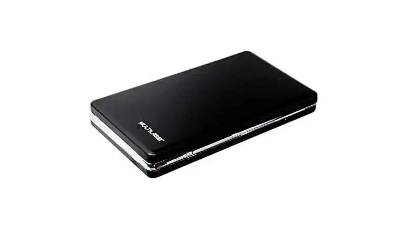 Case para HD Multilaser imagem de um case para HD Multilaser na cor preta com detalhes prateados