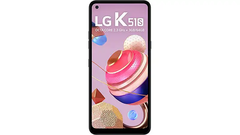 imagem que mostra um smartphone LG K51S de frente