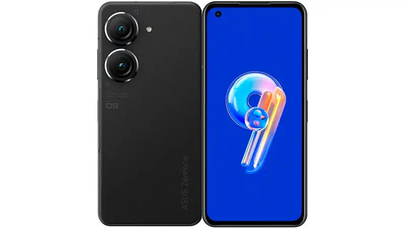 imagem de um smartphone Asus Zenfone 9 de frente e de costas
