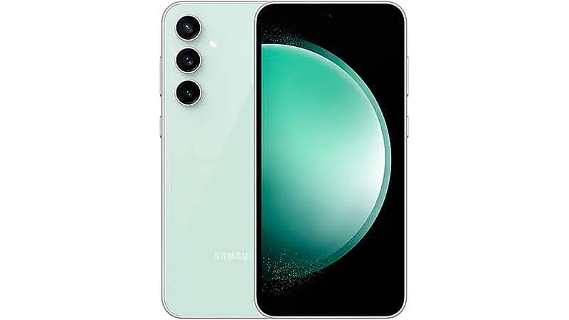 imagem de um smartphone Galaxy S23 FE de frente e de costas