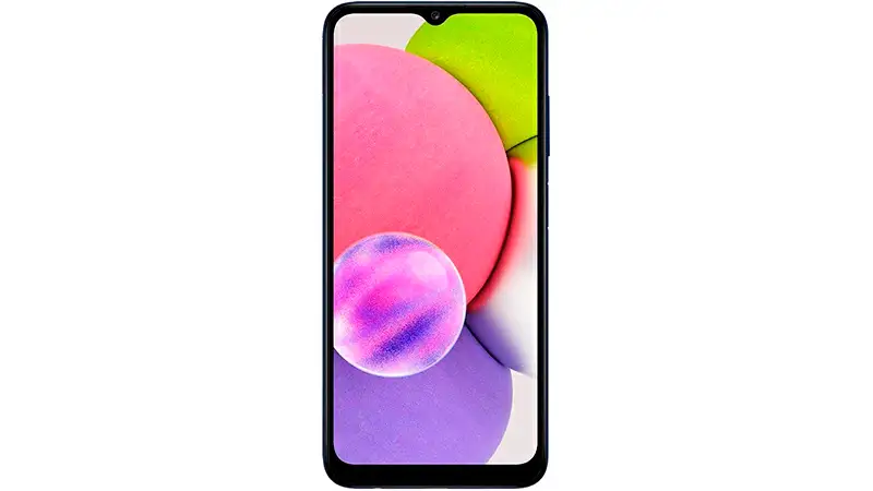 imagem que mostra um smartphone Galaxy A03s de frente