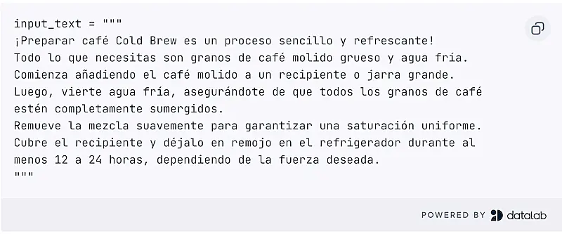 Text in spanish about how to prepare clod brew