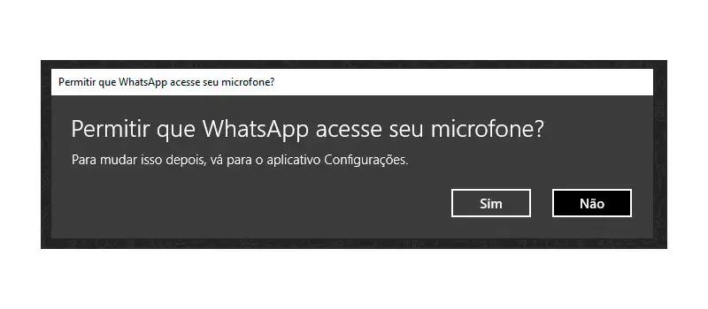 permissao captura de tela do aviso permitir que whatsapp acesse seu microfone
