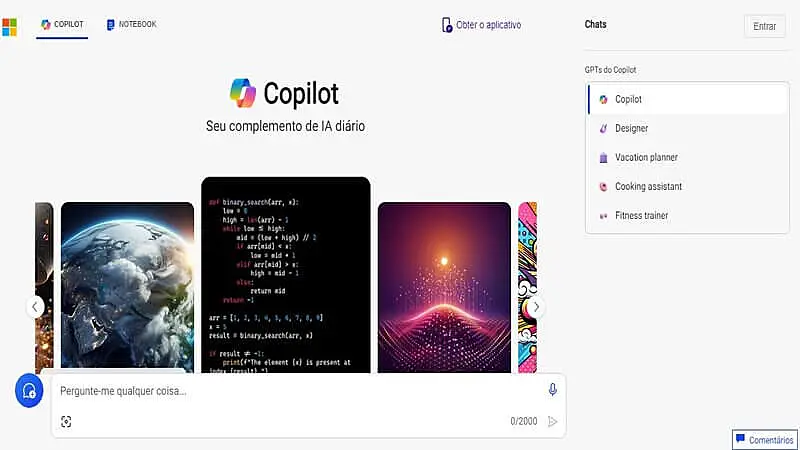 Captura de tela do Copilot