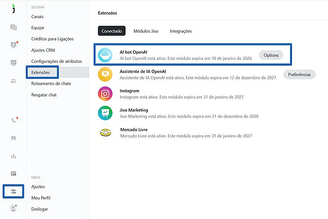 Captura de tela do JivoChat
