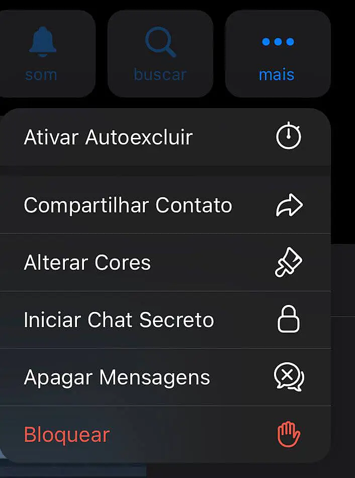 Captura de tela do Telegram