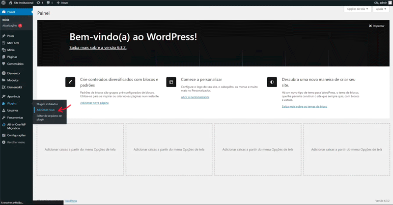 gif mostrando o passo a passo de adicionar o chat widget do jivochat no wordpress como descrito abaixo