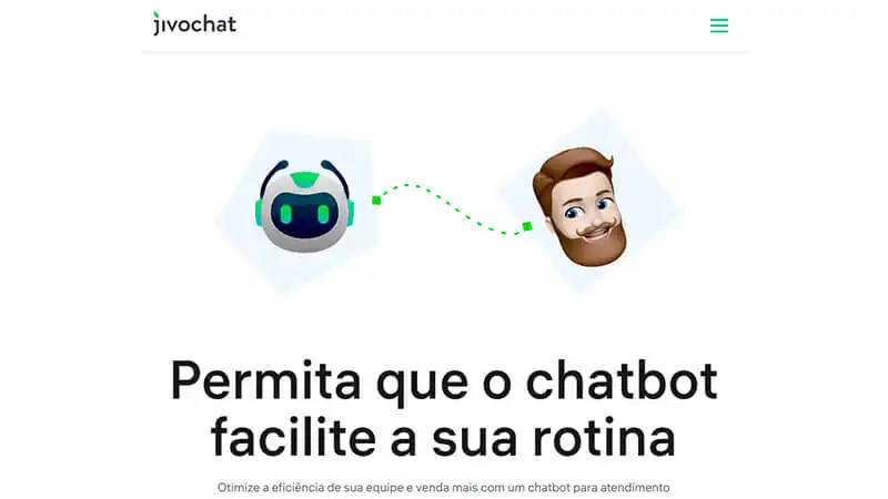 Chatbot de IA JivoChat imagem que mostra a pagina inicial do chatbot da Jivo