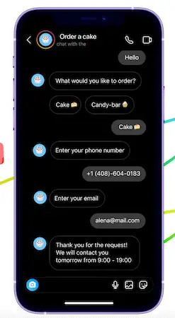 Chatbot for Instagram JivoChat chatbot interaction example