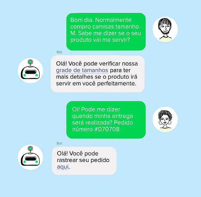 Imagem com exemplo de interação do chatbot JivoChat