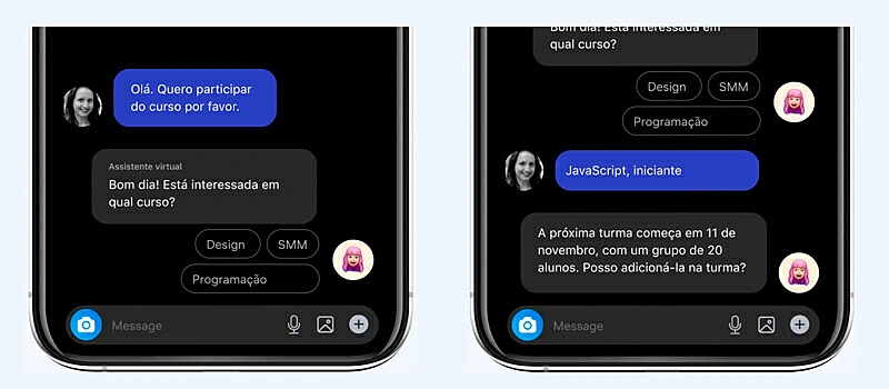 chatbot para whatsapp respondendo dúvidas sobre um curso