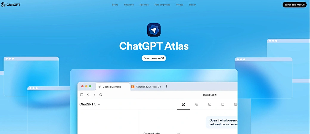 Captura de tela do site ChatGPT Atlas