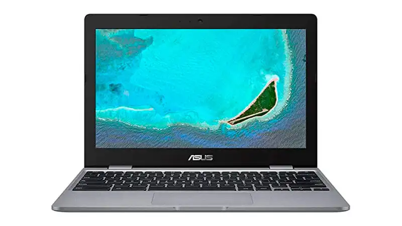 Chromebook Asus imagem de um Chromebook Asus na preta e prata