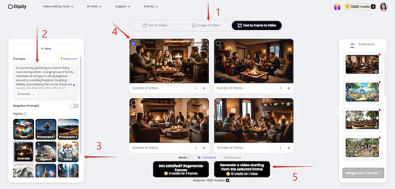 Clipfly AI video generator interface
