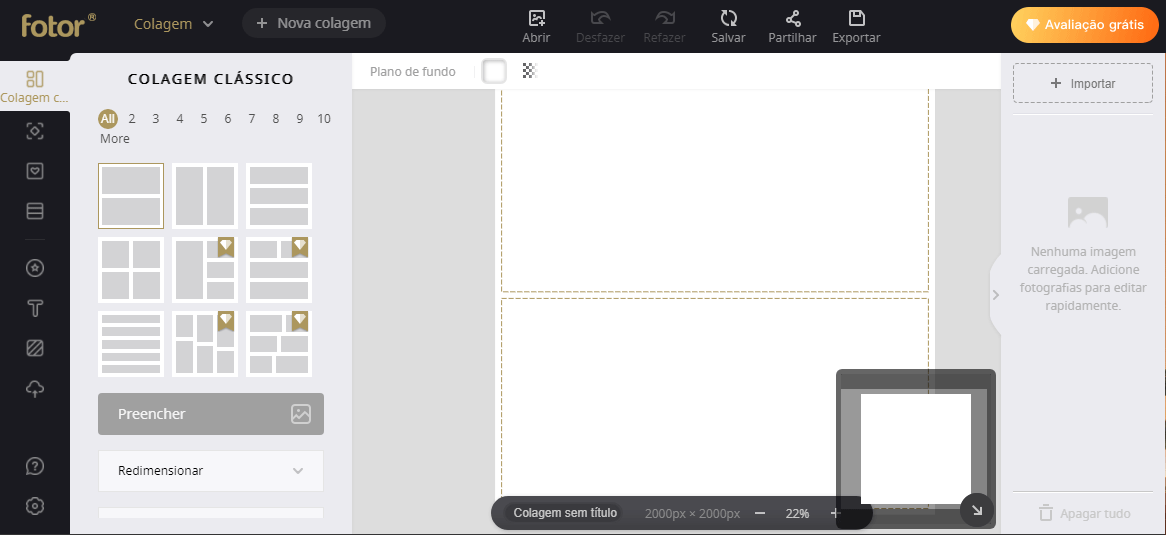 Recorte da tela de edição do Fotor