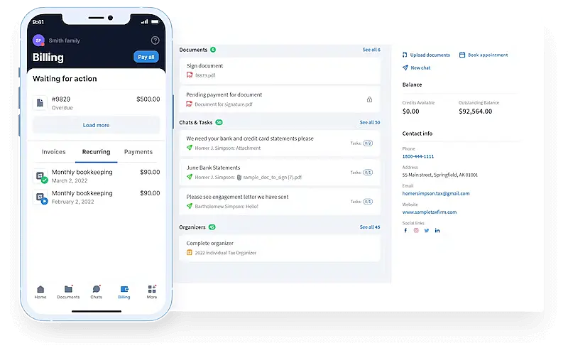 TaxDome software interface