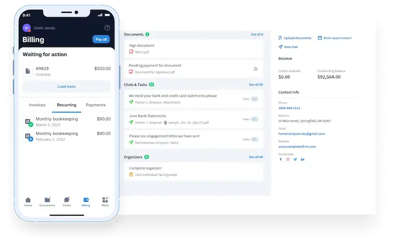 TaxDome software interface