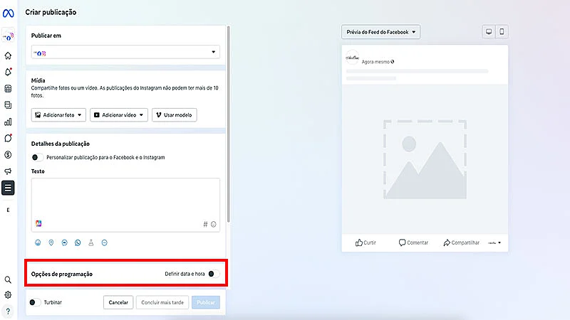 Captura de tela do Meta Business Suite