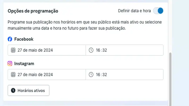 Como agendar post no Instagram Captura de tela do Meta Business Suite