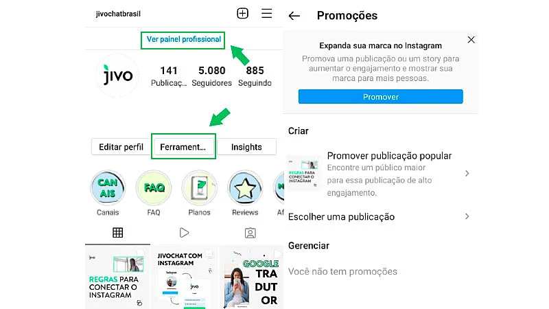Print Screen de como anunciar no Instagram através do impulsionamento de publicações