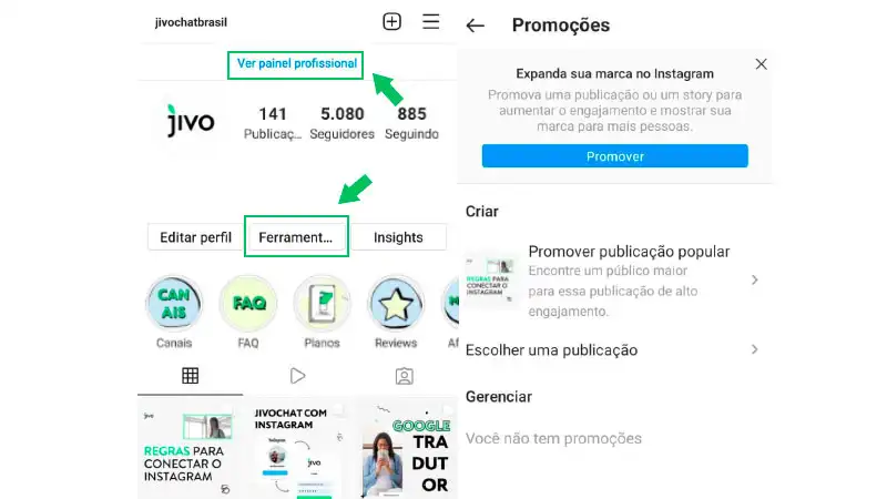 Print Screen de como anunciar no Instagram através do impulsionamento de publicações