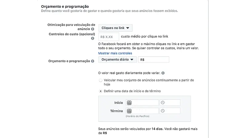 Print Screen de como anunciar no Instagram através do gerenciador de anúncios do Facebook e escolher o destino da sua campanha para gerar tráfego